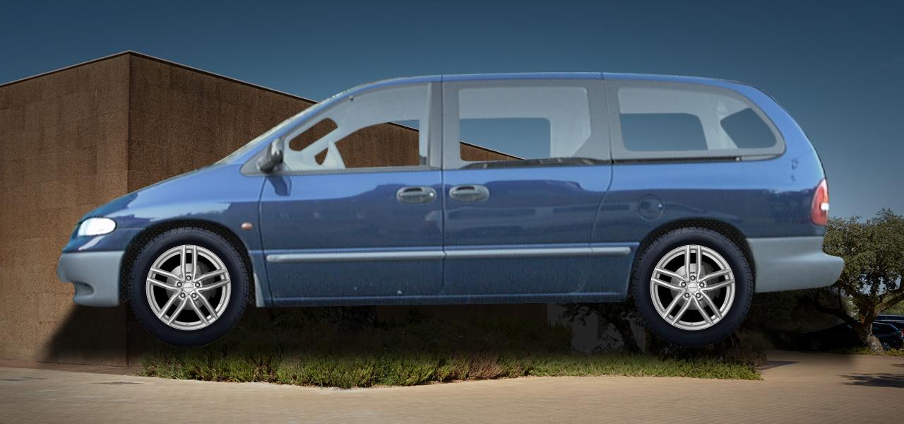 Na ilustracji: GRAND VOYAGER (GS), od 1995 r. – Chrysler Grand Voyager, poglądowa wizualizacja auta z felgami DEZENT TR silver