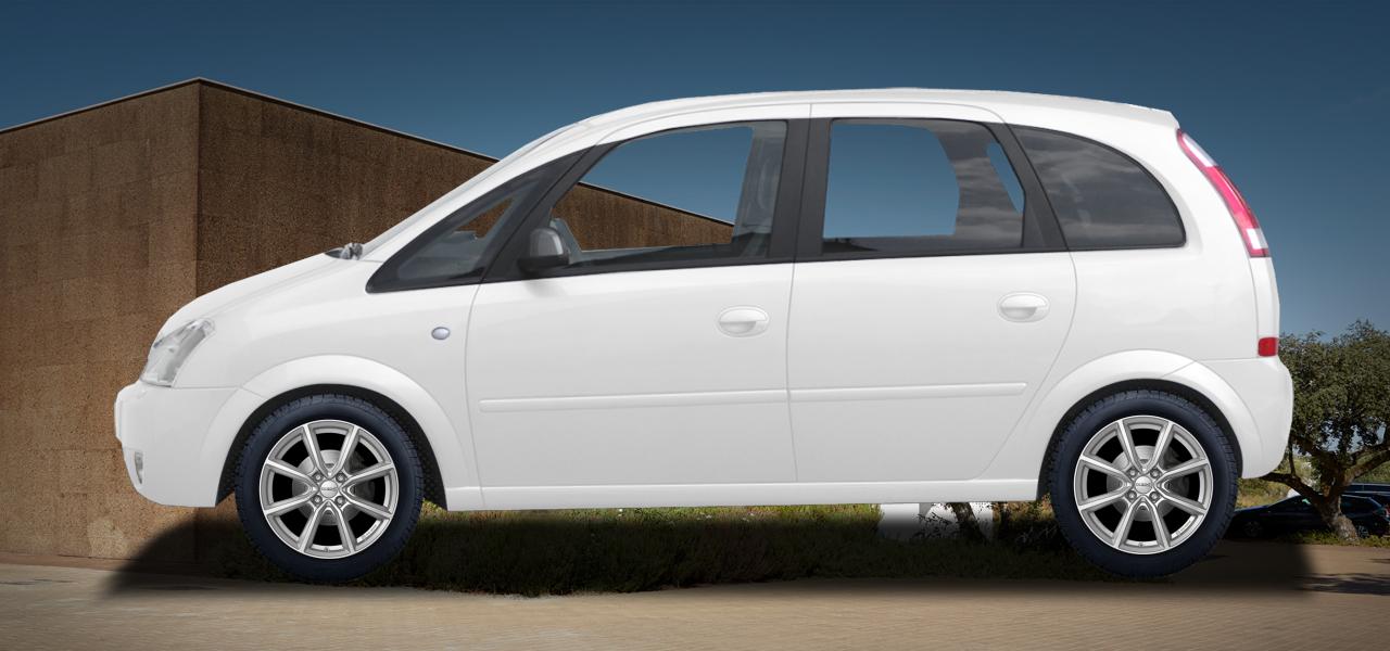 Na ilustracji: MERIVA A (X01MONOCAB;GMIC), od 2003 r. – Opel Meriva-A, poglądowa wizualizacja auta z felgami DEZENT TN silver