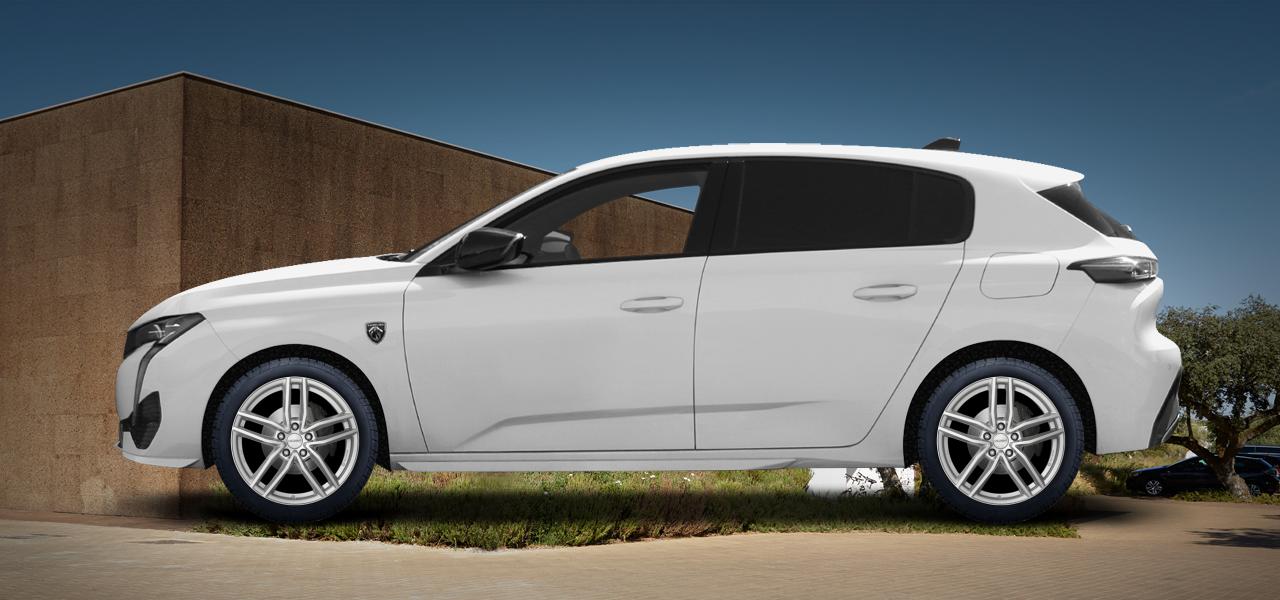 Na ilustracji: 308 (F), od 2021 r. – Peugeot 308, poglądowa wizualizacja auta z felgami DEZENT TR silver