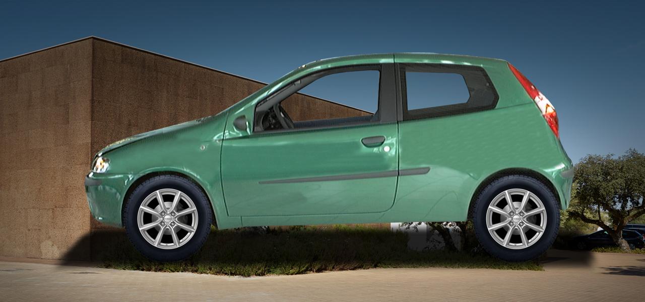 Na ilustracji: PUNTO (188), od 1999 r. – Fiat Punto, poglądowa wizualizacja auta z felgami DEZENT TN silver