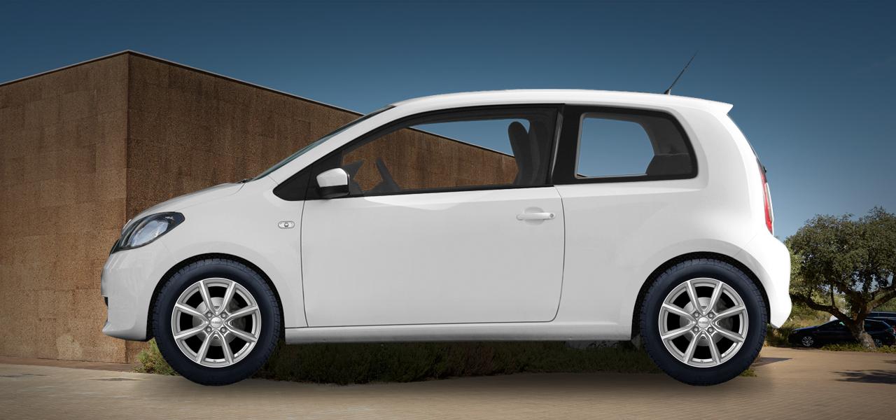 Na ilustracji: CITIGO (AA), od 2011 r. – Škoda Citigo, poglądowa wizualizacja auta z felgami DEZENT TN silver