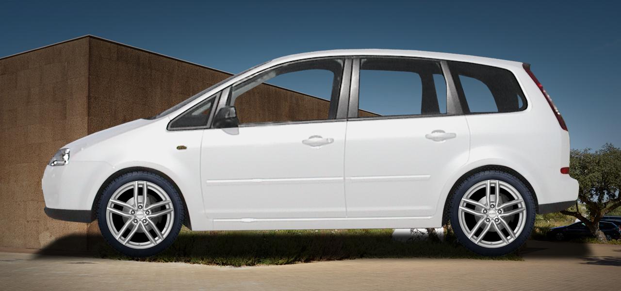 Na ilustracji: C-MAX (DM2;DM2-CNG;DM2-LPG), od 2003 r. – Ford Focus C-Max, poglądowa wizualizacja auta z felgami DEZENT TR silver