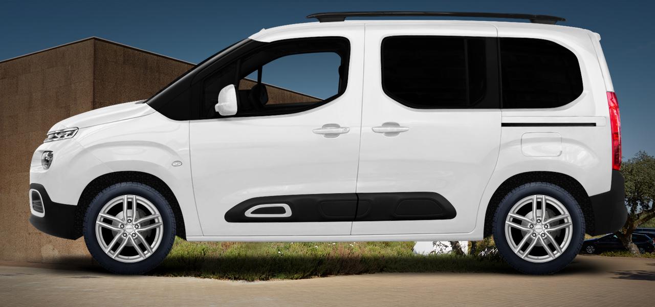 Na ilustracji: BERLINGO;BERLINGO Van (E), od 2018 r. – Citroën Berlingo, poglądowa wizualizacja auta z felgami DEZENT TR silver