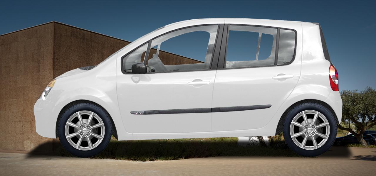 Na ilustracji: MODUS (P), od 2004 r. – Renault Modus, poglądowa wizualizacja auta z felgami DEZENT TN silver