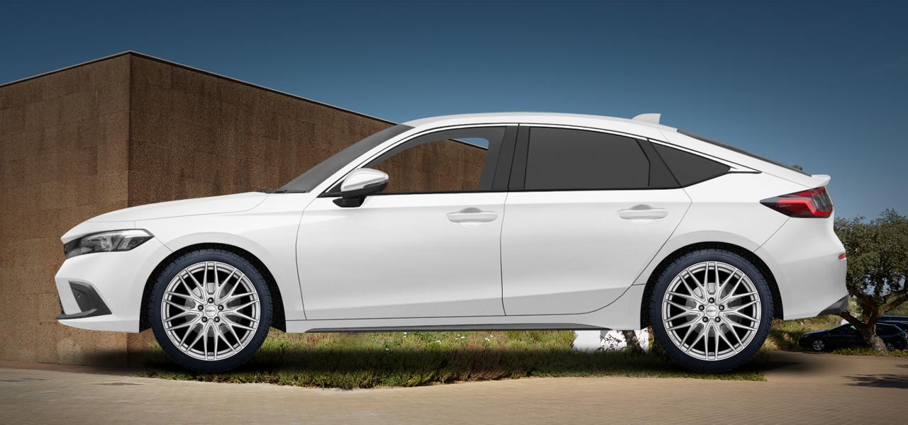 Na ilustracji: CIVIC (FE), od 2022 r. – Honda Civic, poglądowa wizualizacja auta z felgami DEZENT KY silver