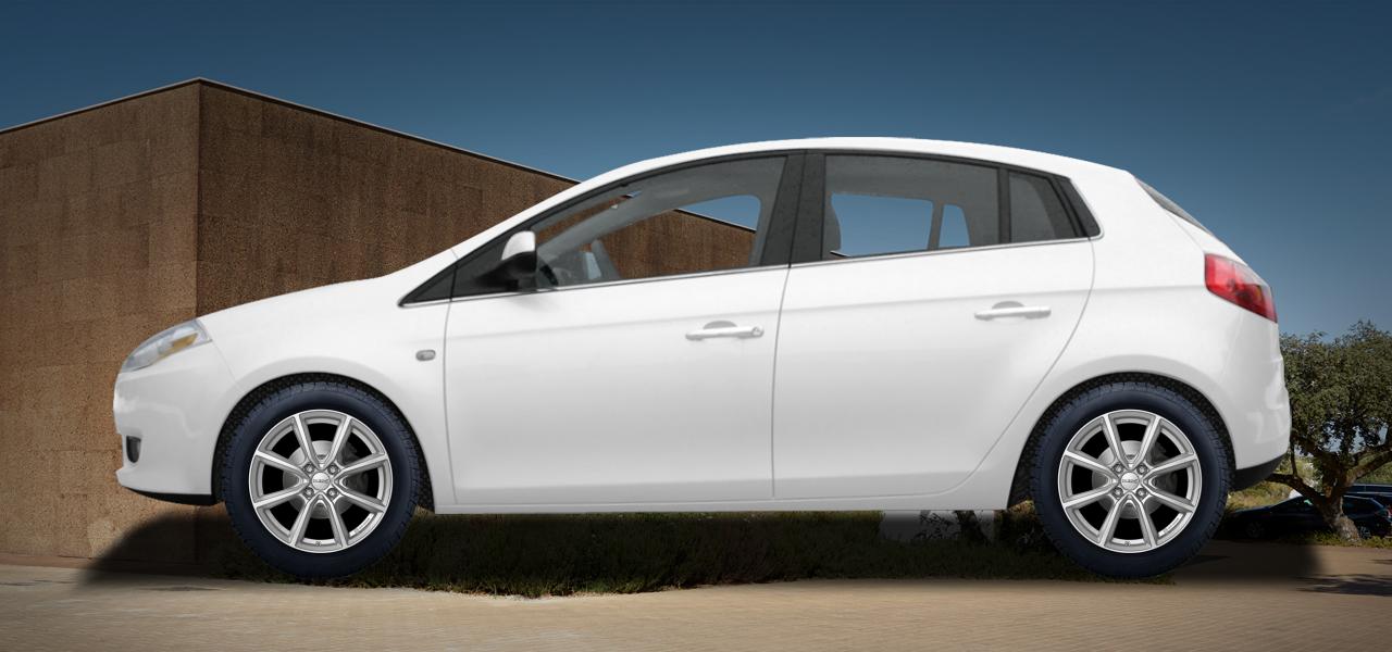 Na ilustracji: BRAVO (198), od 2007 r. – Fiat Bravo, poglądowa wizualizacja auta z felgami DEZENT TN silver