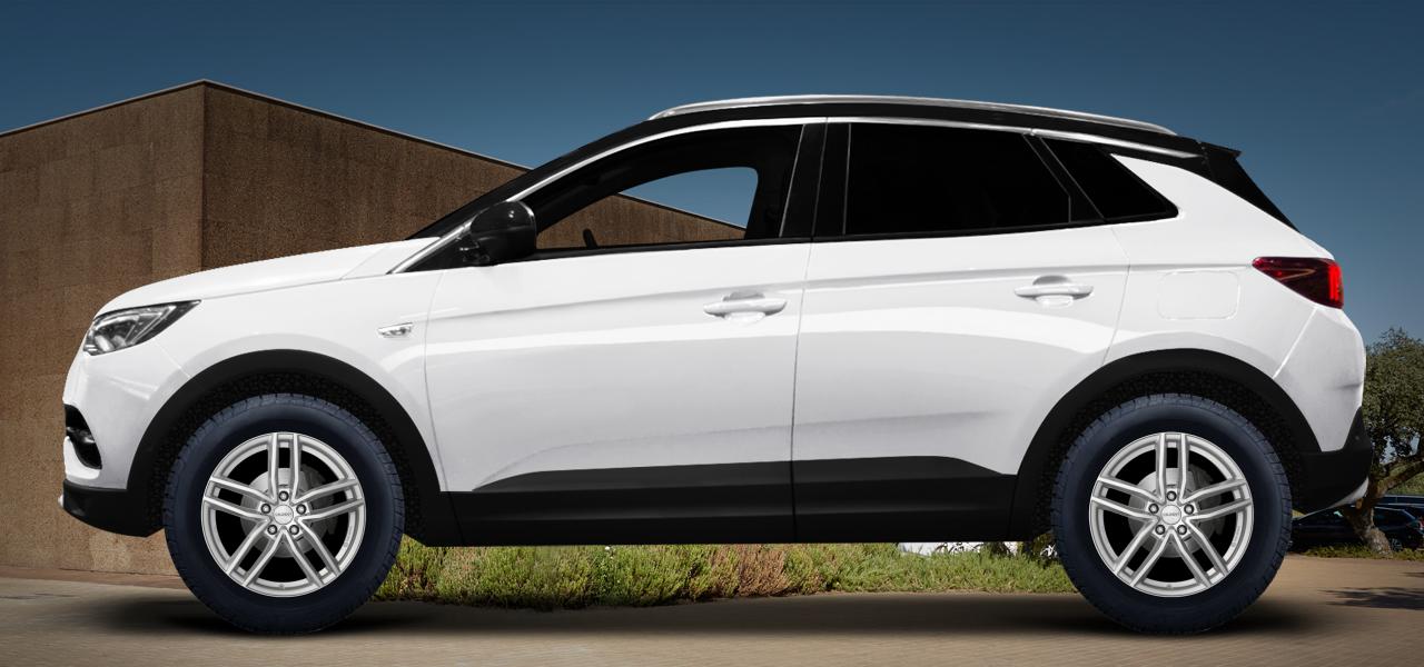 Na ilustracji: GRANDLAND X/GRANDLAND (Z), od 2017 r. – Opel Grandland X, poglądowa wizualizacja auta z felgami DEZENT TR silver