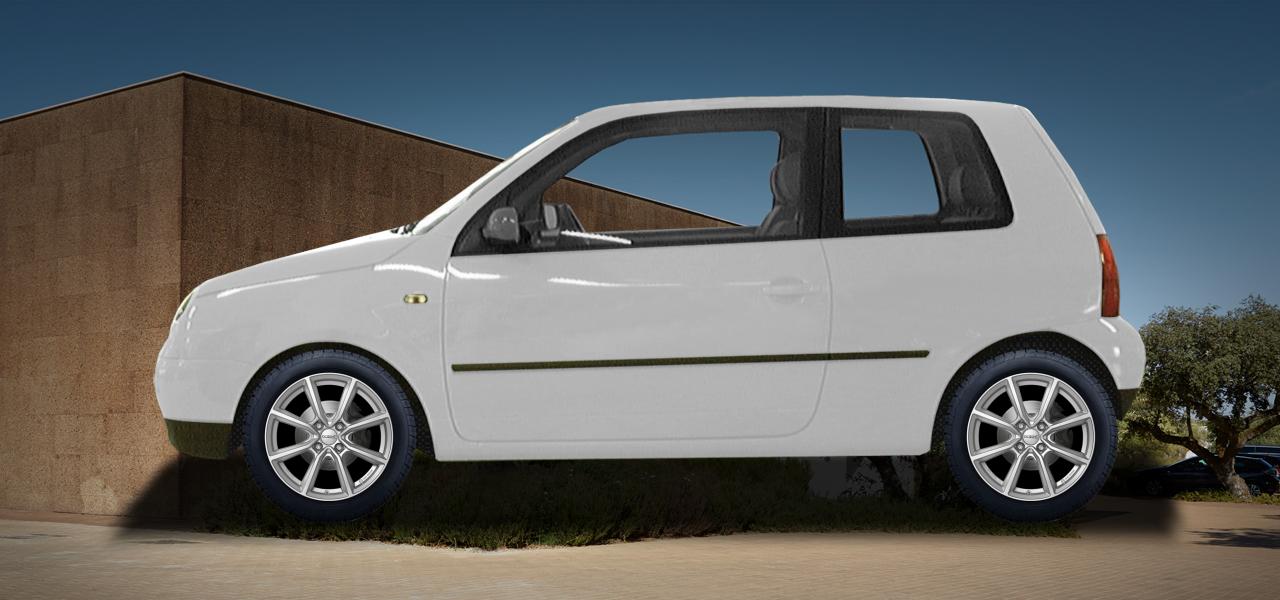 Na ilustracji: LUPO (6E;6ES;6X), od 1998 r. – Volkswagen Lupo, poglądowa wizualizacja auta z felgami DEZENT TN silver