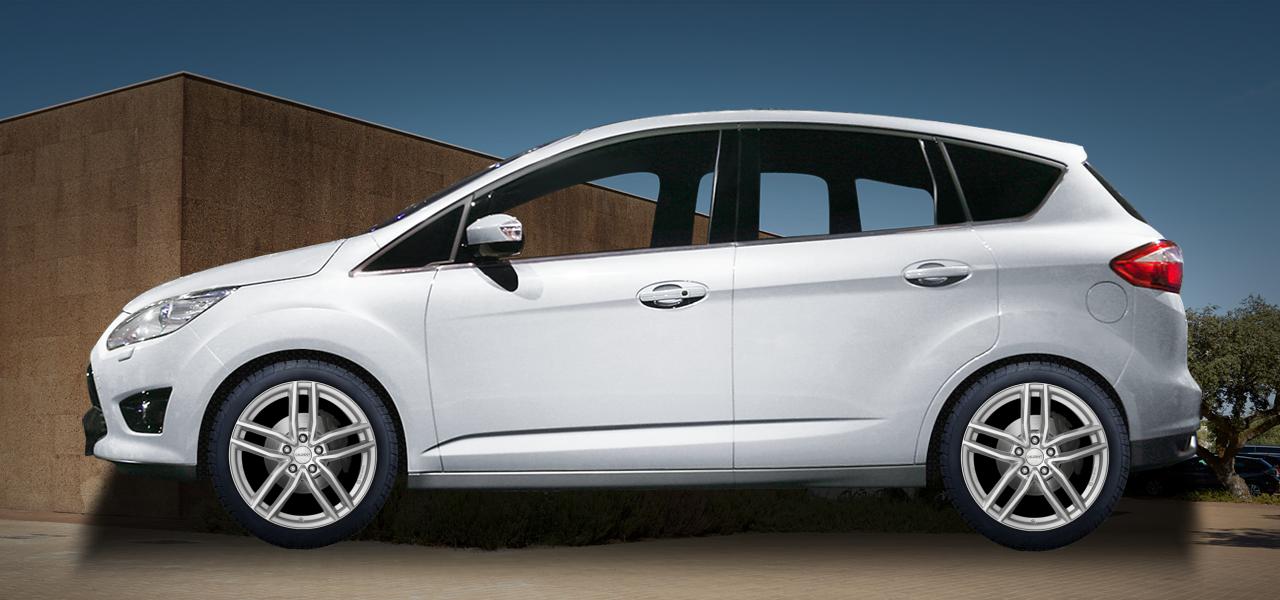 Na ilustracji: C-MAX (DXA;DXA-LPG;DXA-PHEV), od 2010 r. – Ford C-Max, poglądowa wizualizacja auta z felgami DEZENT TR silver