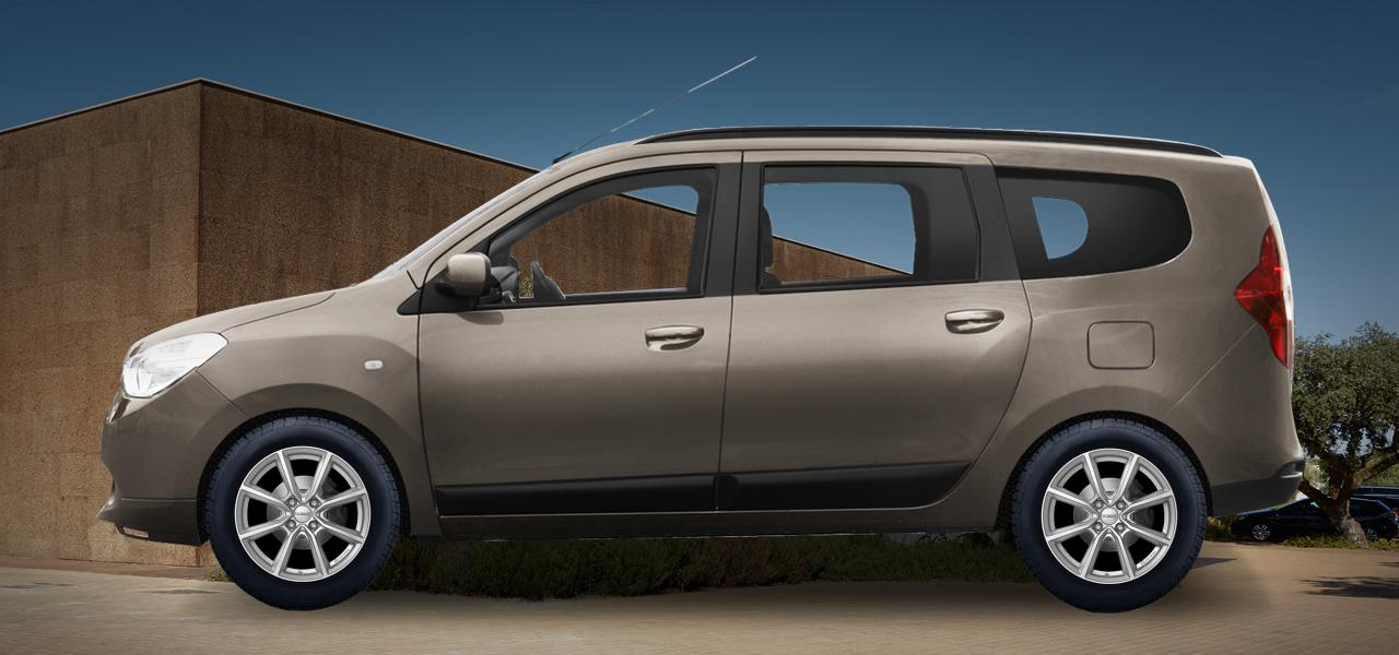 Na ilustracji: LODGY (SD), od 2012 r. – Dacia Lodgy, poglądowa wizualizacja auta z felgami DEZENT TN silver