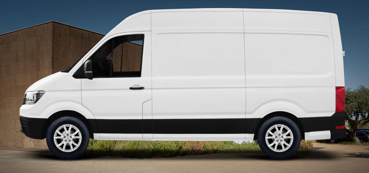 Na ilustracji: CRAFTER/CRAFTER Van (SY**;SZ**), od 2017 r. – Volkswagen Crafter, poglądowa wizualizacja auta z felgami DEZENT TV silver