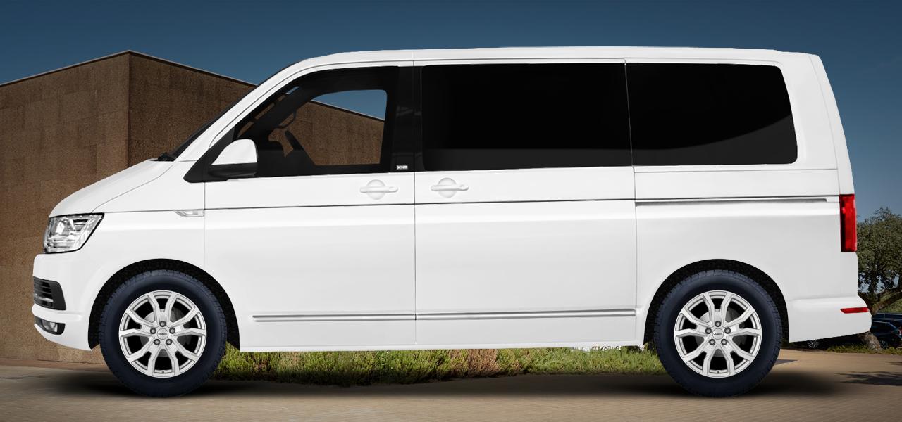 Na ilustracji: T6,T6.1/T6,T6.1 Van (7*), od 2015 r. – Volkswagen Kombi, poglądowa wizualizacja auta z felgami DEZENT TV silver