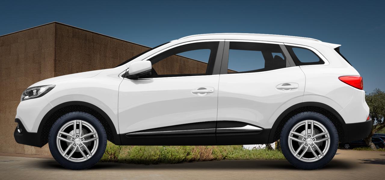 Na ilustracji: KADJAR (RFE), od 2015 r. – Renault Kadjar, poglądowa wizualizacja auta z felgami DEZENT TR silver