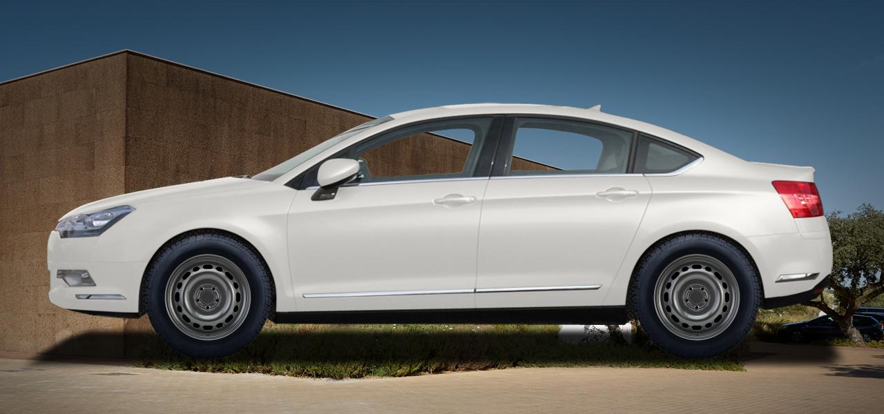 Na ilustracji: C5 (R*), od 2008 r. – Citroën C5, poglądowa wizualizacja auta z felgami ALCAR STAHLRAD 9277