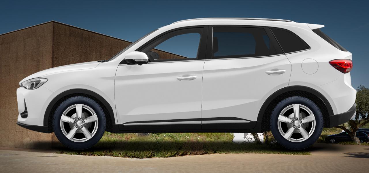 Na obrázku: ZS (ZS3A), od 2024 — MG ZS, ilustrační vizualizace vozu s disky DEZENT TU silver