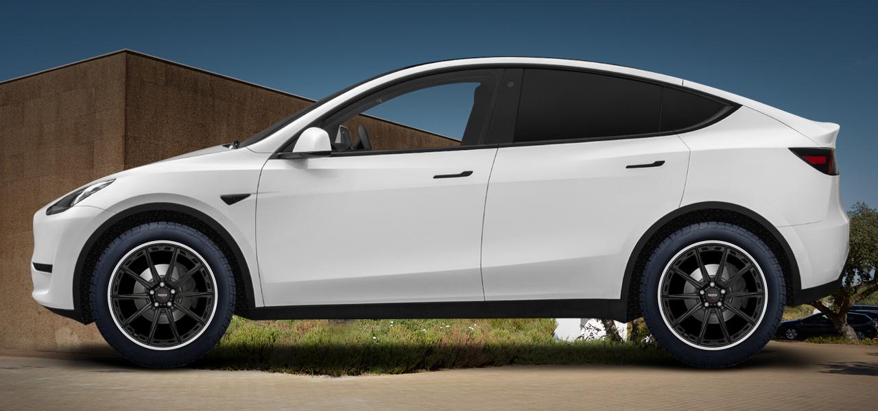 Na ilustracji: MODEL Y (003;005), od 2021 r. – Tesla MODEL Y, poglądowa wizualizacja auta z felgami DOTZ Sonoma dark