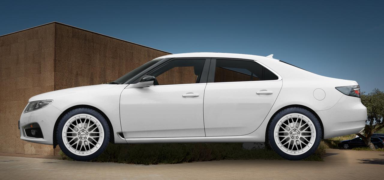 Na ilustracji: 9-5 (YS3G), od 2010 r. – Saab 9-5, poglądowa wizualizacja auta z felgami DOTZ Bilbao blaze