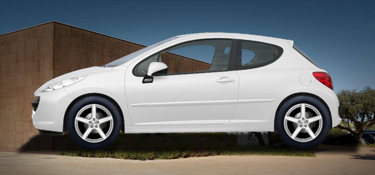 Na ilustracji: 207 (W*), od 2006 r. – Peugeot 207, poglądowa wizualizacja auta z felgami DEZENT TY