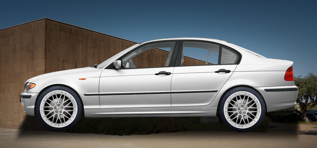 Na ilustracji: 3 (E46/4) (346L;346X), od 1998 r. – BMW 323, poglądowa wizualizacja auta z felgami DOTZ Bilbao blaze