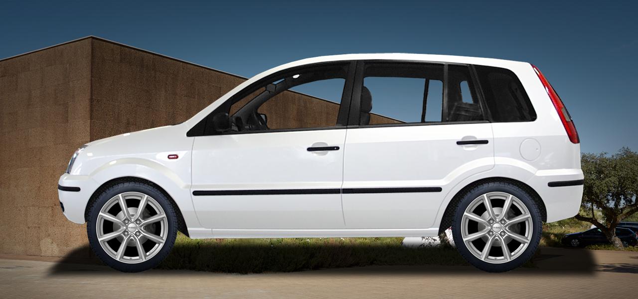 Na ilustracji: FUSION (JU2), od 2002 r. – Ford Fusion, poglądowa wizualizacja auta z felgami DEZENT TN silver