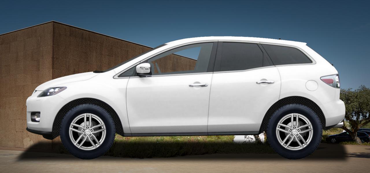 Na ilustracji: CX-7 (ER), od 2007 r. – Mazda Cx-7, poglądowa wizualizacja auta z felgami DEZENT TR silver