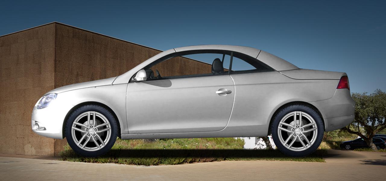 Na ilustracji: EOS (1F), od 2006 r. – Volkswagen EOS, poglądowa wizualizacja auta z felgami DEZENT TR silver