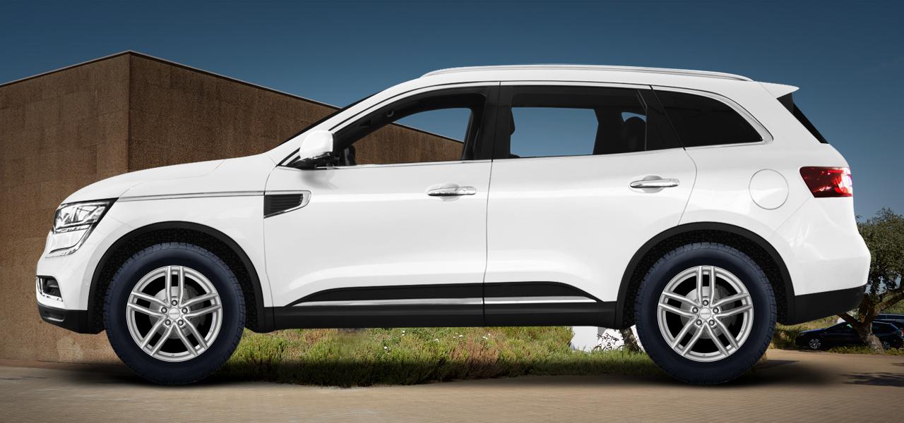 Na ilustracji: KOLEOS (RZG), od 2017 r. – Renault Koleos, poglądowa wizualizacja auta z felgami DEZENT TR silver