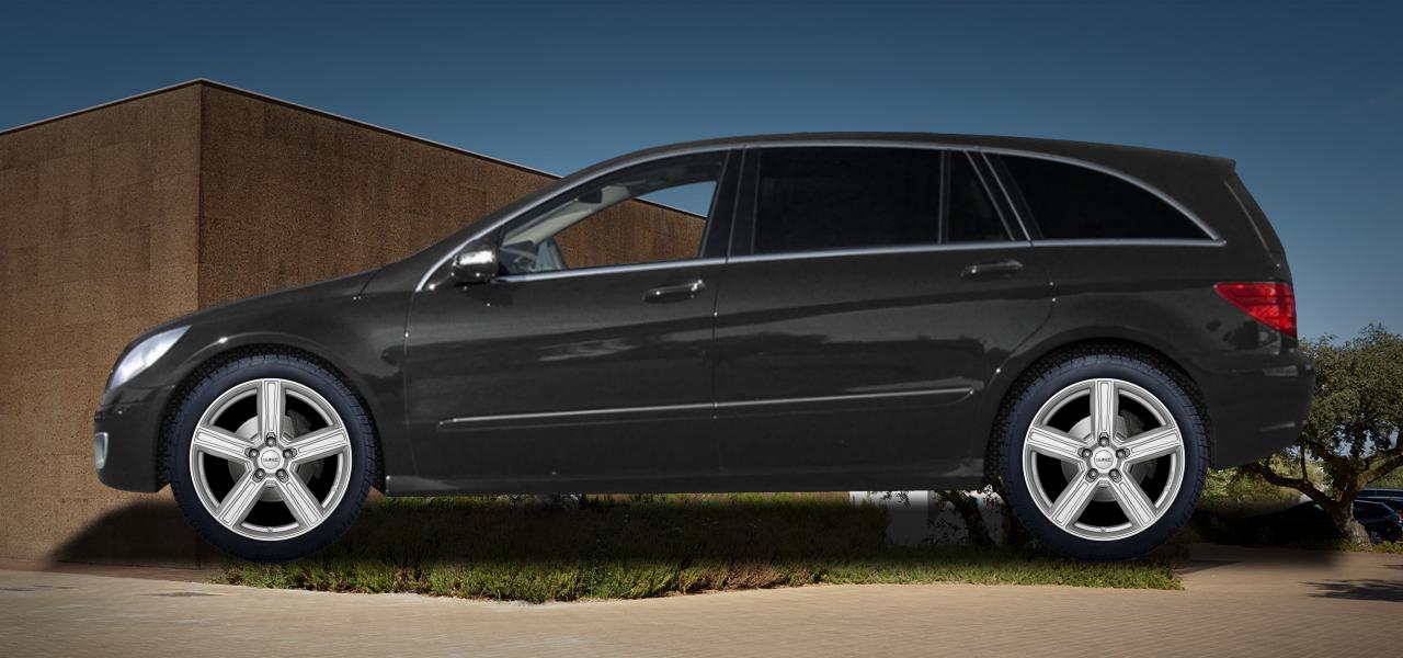 Na ilustracji: R-KLASSE (W251) (251), od 2006 r. – Mercedes-Benz R, poglądowa wizualizacja auta z felgami DEZENT KG silver