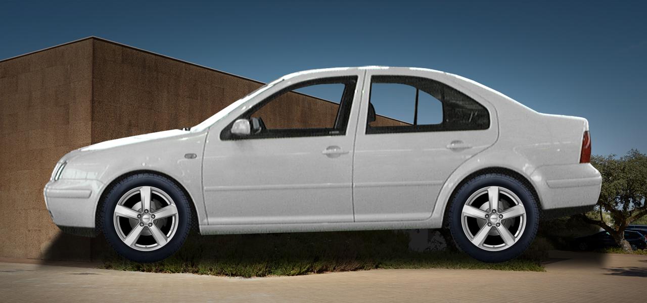 Na ilustracji: BORA (1J), od 1998 r. – Volkswagen Bora, poglądowa wizualizacja auta z felgami DEZENT TU silver