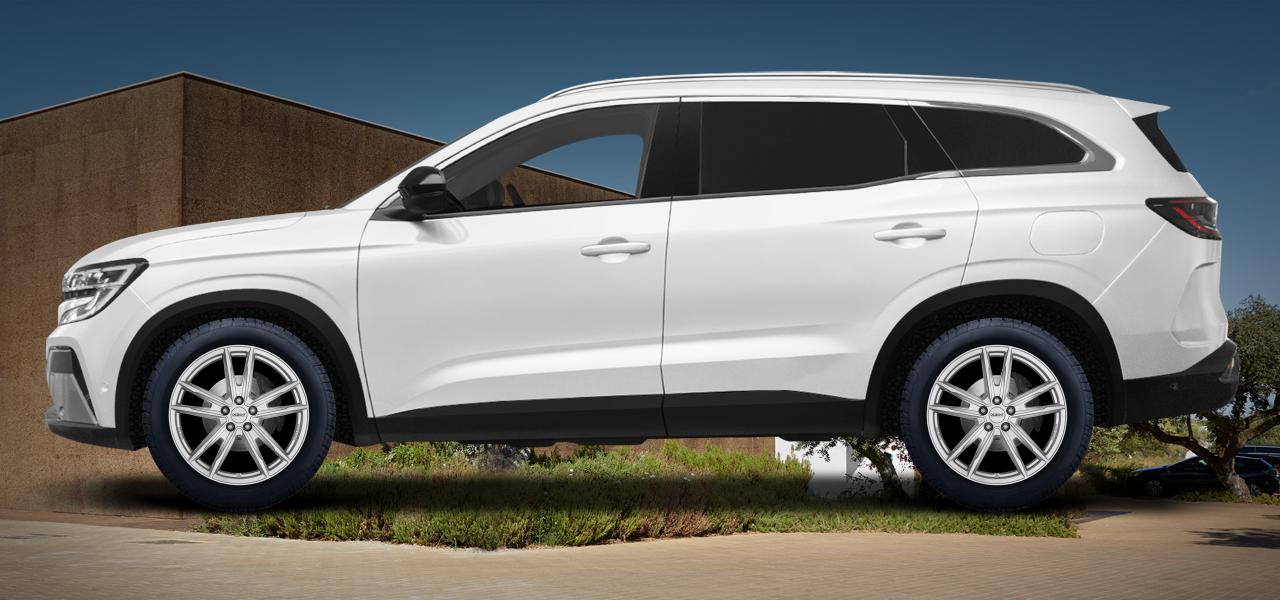 Na ilustracji: ESPACE (M14 bolts) (RHN), od 2023 r. – Renault Espace, poglądowa wizualizacja auta z felgami DEZENT KF silver