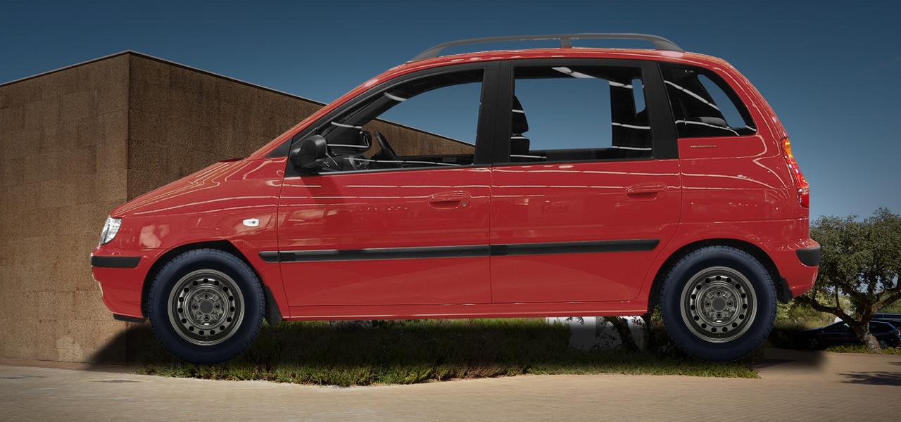 Na obrázku: MATRIX (FC;FCT), od 2001 — Hyundai Matrix, ilustrační vizualizace vozu s disky ALCAR STAHLRAD 6620