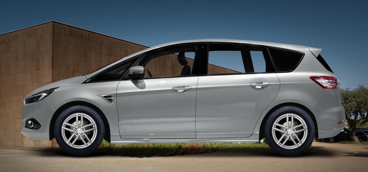 Na ilustracji: S-MAX (WA6;WAH6), od 2015 r. – Ford S-Max, poglądowa wizualizacja auta z felgami DEZENT TR silver