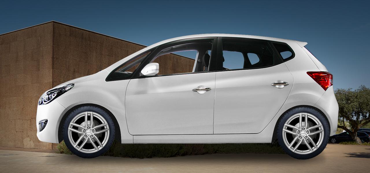 Na obrázku: ix20 (JC;JC-HME), od 2010 — Hyundai ix20, ilustrační vizualizace vozu s disky DEZENT TR silver