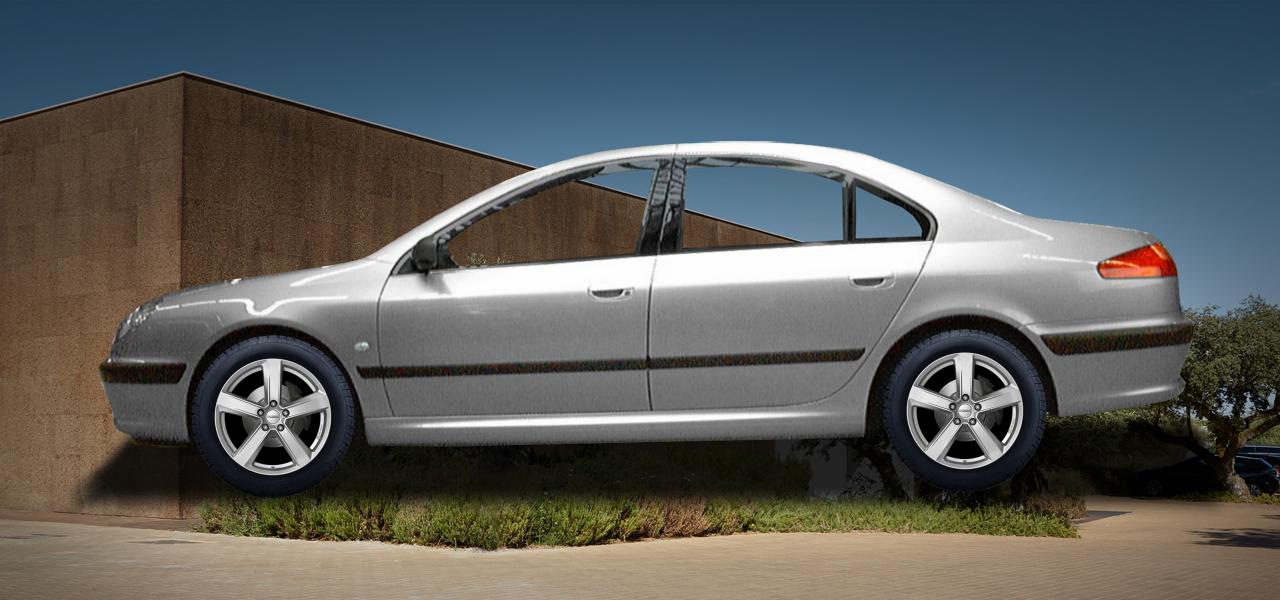 Na ilustracji: 607 (9), od 2000 r. – Peugeot 607, poglądowa wizualizacja auta z felgami DEZENT TU silver