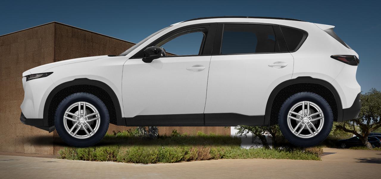Na ilustracji: CX-5 (KM01), od 2026 r. – Mazda Cx-5, poglądowa wizualizacja auta z felgami DEZENT TR silver