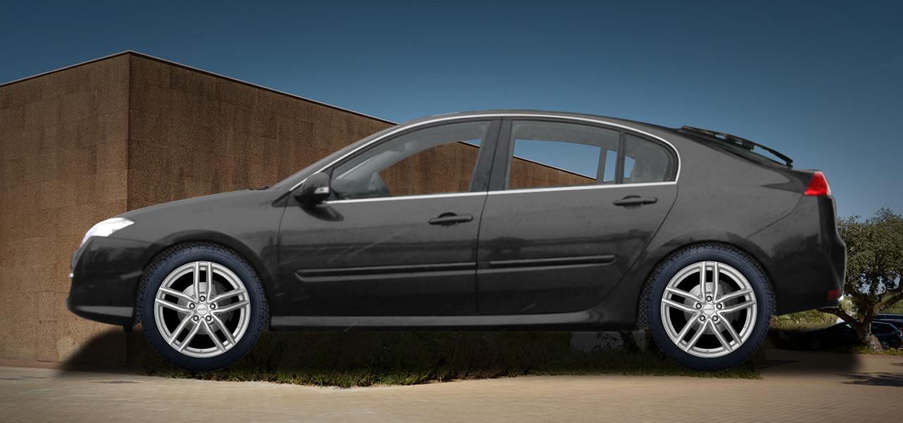 Na ilustracji: LAGUNA (T), od 2007 r. – Renault Laguna, poglądowa wizualizacja auta z felgami DEZENT TR silver