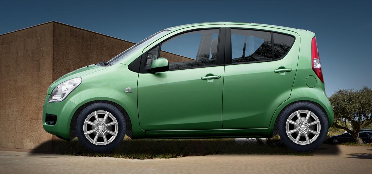 Na ilustracji: AGILA (H-B;GMIA), od 2008 r. – Opel Agila, poglądowa wizualizacja auta z felgami DEZENT TN silver