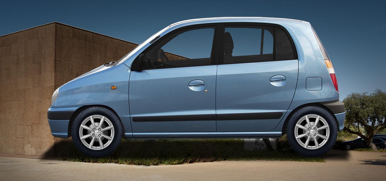 Na ilustracji: ATOS PRIME (MXI), od 1998 r. – Hyundai Atos-Prime, poglądowa wizualizacja auta z felgami DEZENT TN silver