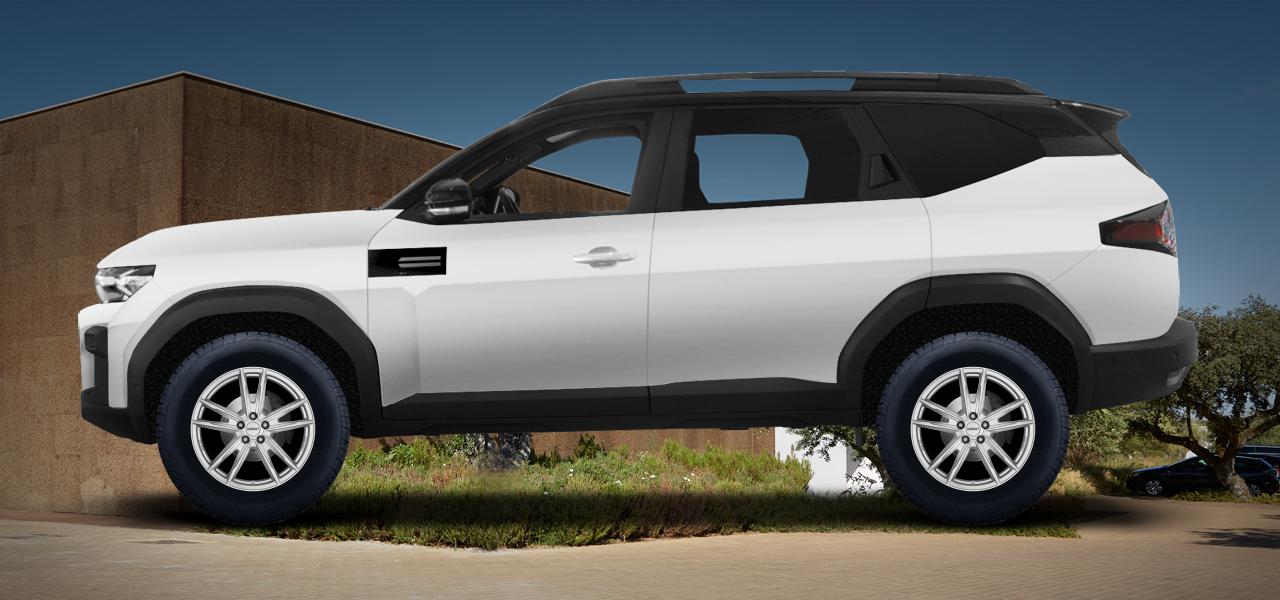 Na ilustracji: BIGSTER (DJF), od 2025 r. – Dacia Bigster, poglądowa wizualizacja auta z felgami DEZENT KF silver