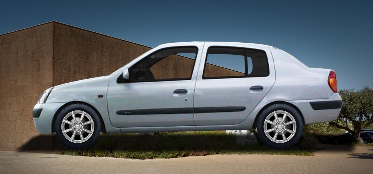 Na ilustracji: THALIA (B), od 1998 r. – Renault Thalia, poglądowa wizualizacja auta z felgami DEZENT TN silver