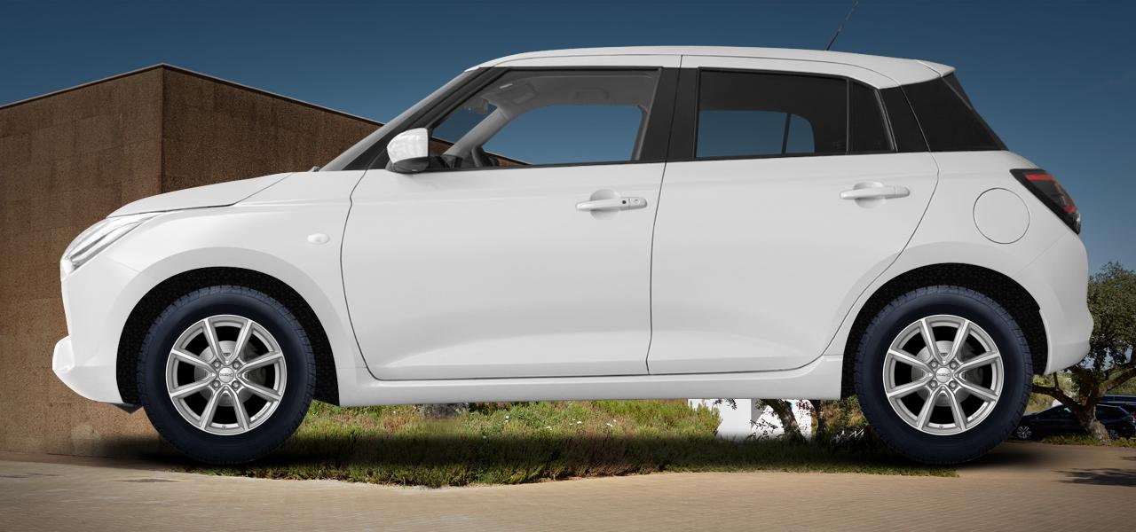 Na ilustracji: SWIFT (UZ;UZ-2S), od 2024 r. – Suzuki Swift, poglądowa wizualizacja auta z felgami DEZENT TN silver