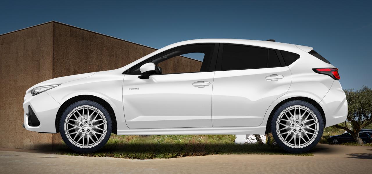 Na ilustracji: IMPREZA (G6-SS;G6), od 2023 r. – Subaru Impreza, poglądowa wizualizacja auta z felgami DEZENT KY silver