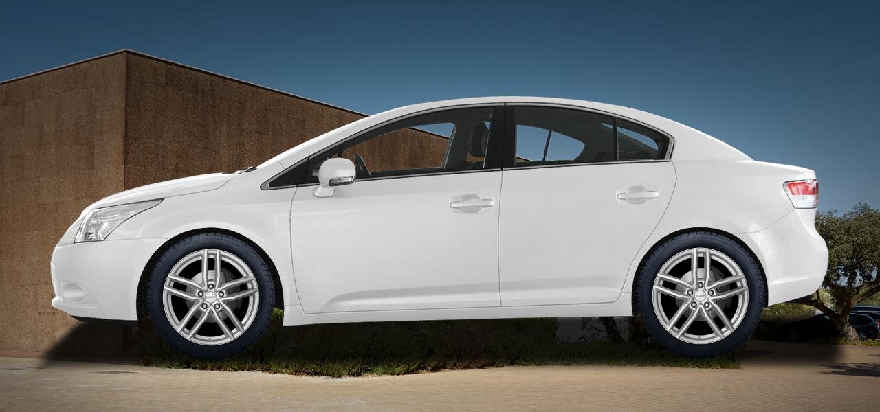 Na ilustracji: AVENSIS (T27), od 2009 r. – Toyota Avensis, poglądowa wizualizacja auta z felgami DEZENT TR silver