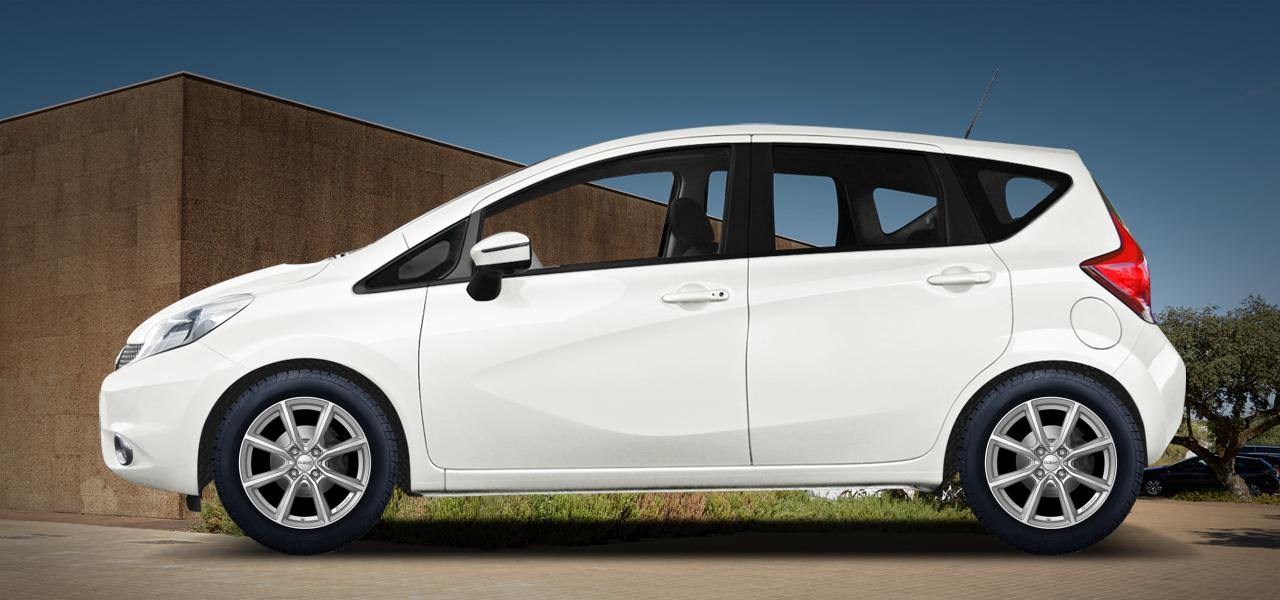 Na obrázku: NOTE (E12), od 2013 — Nissan Note, ilustrační vizualizace vozu s disky DEZENT TN silver
