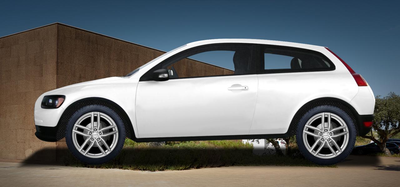 Na obrázku: C30 (M;M-2D;E), od 2006 — Volvo C30, ilustrační vizualizace vozu s disky DEZENT TR silver