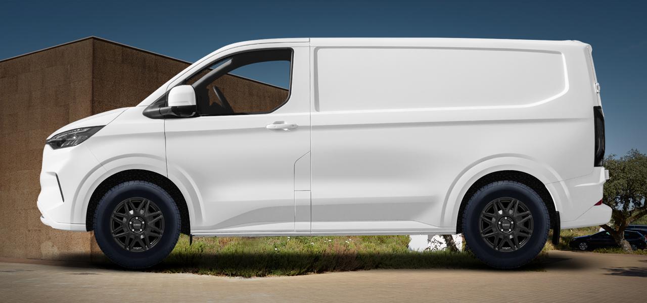 Na ilustracji: TRANSIT/TRANSIT Van (FAD;FBD;FED;FFD;FDD;FCD), od 2024 r. – Ford Transit, poglądowa wizualizacja auta z felgami DEZENT KH black