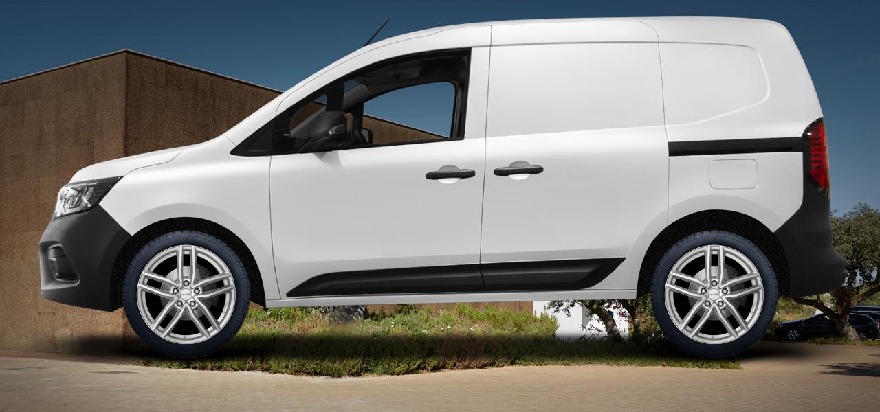 Na ilustracji: KANGOO/KANGOO Rapid (RFK), od 2021 r. – Renault Kangoo, poglądowa wizualizacja auta z felgami DEZENT TR silver