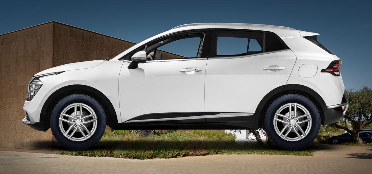 Na ilustracji: SPORTAGE (NQ5e), od 2022 r. – Kia Sportage, poglądowa wizualizacja auta z felgami DEZENT TR silver