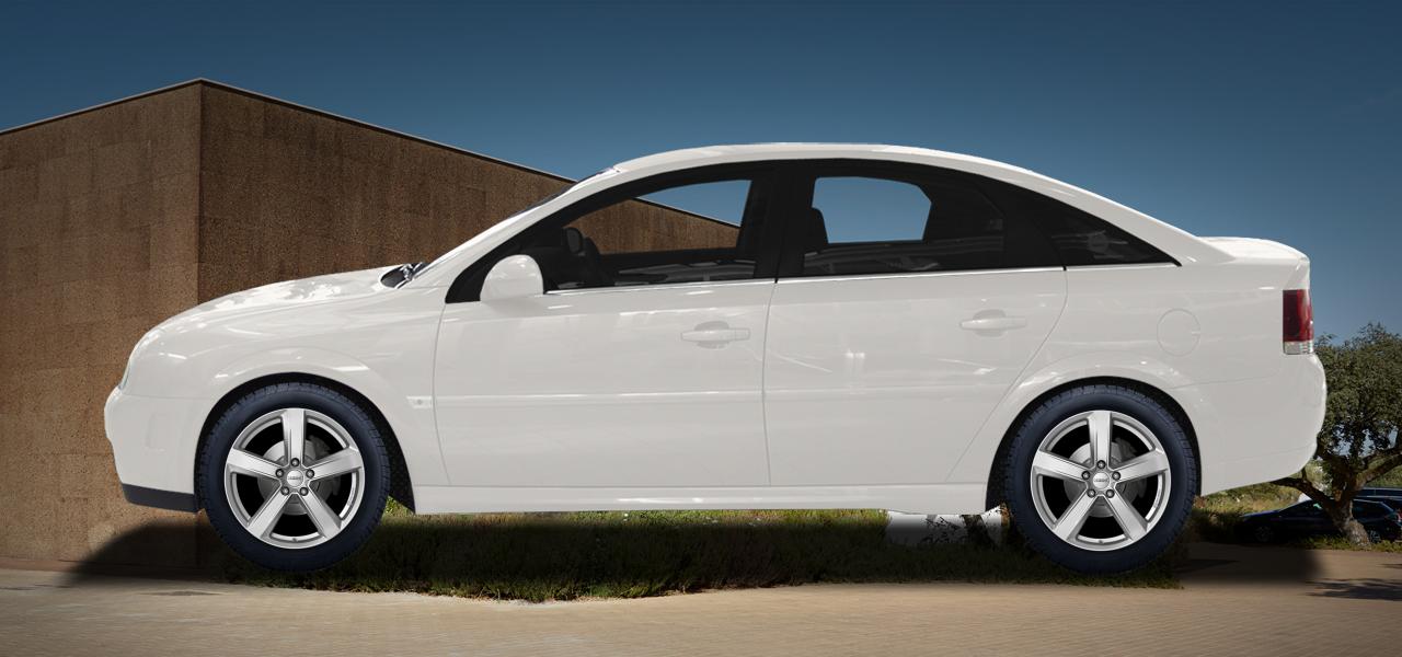 Na ilustracji: VECTRA C (VECTRA/LIM;Z02/Z18XE;Z-C), od 2002 r. – Opel Vectra, poglądowa wizualizacja auta z felgami DEZENT TU silver