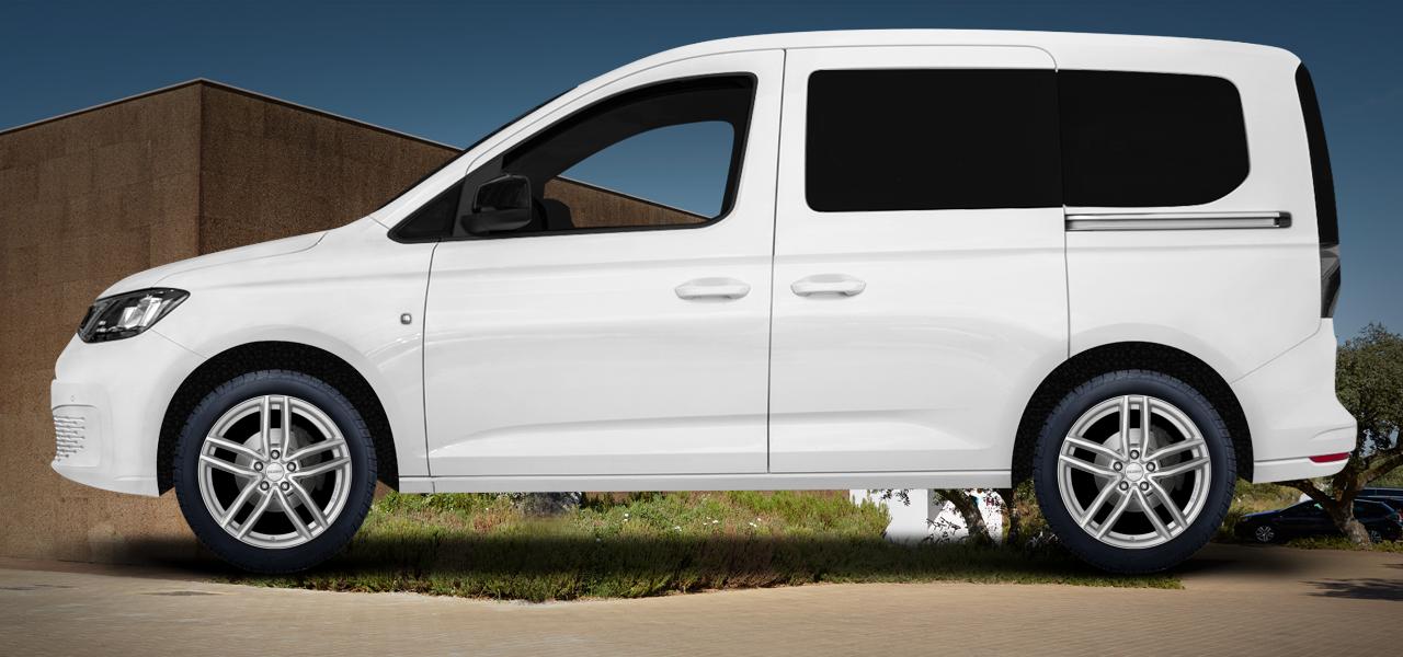 Na ilustracji: CADDY/CADDY Van (SK;SKN), od 2020 r. – Volkswagen Caddy, poglądowa wizualizacja auta z felgami DEZENT TR silver